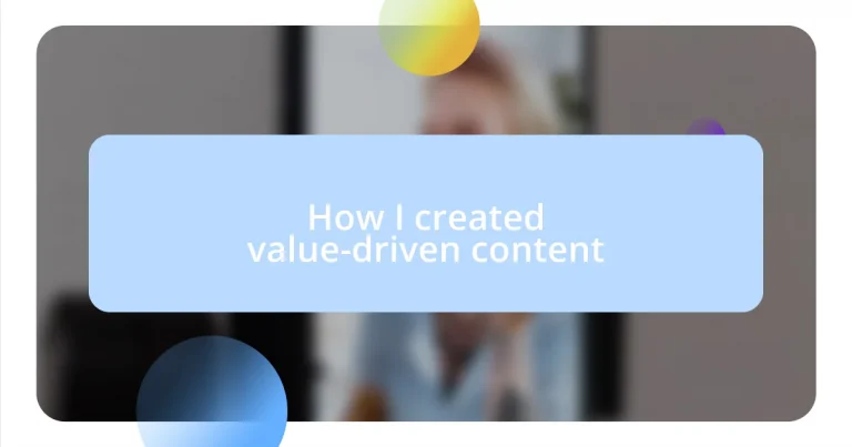 How I created value-driven content