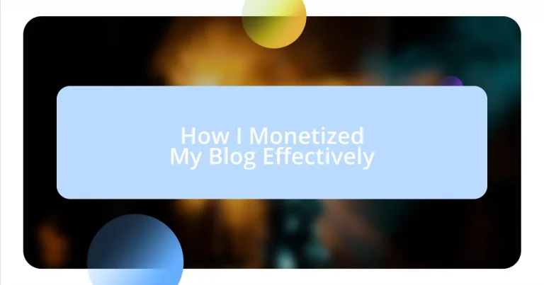 How I Monetized My Blog Effectively