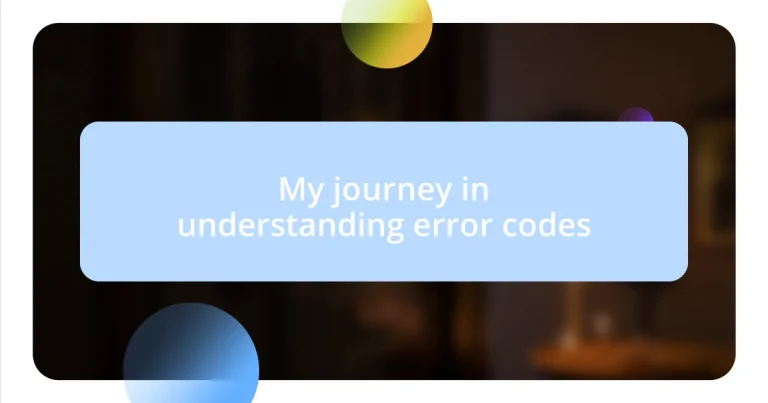 My journey in understanding error codes