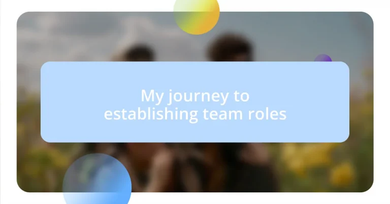 My journey to establishing team roles