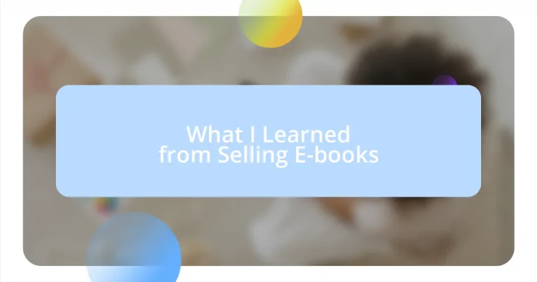 What I Learned from Selling E-books